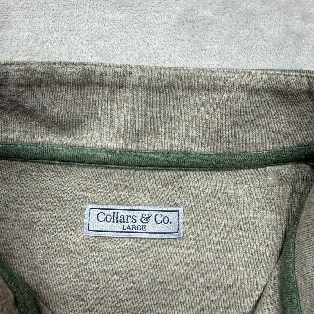 Collars & Co. Pullover Mens Large Green Heatered Cotton Quarter Zip Modal Blend - Picture 3 of 9